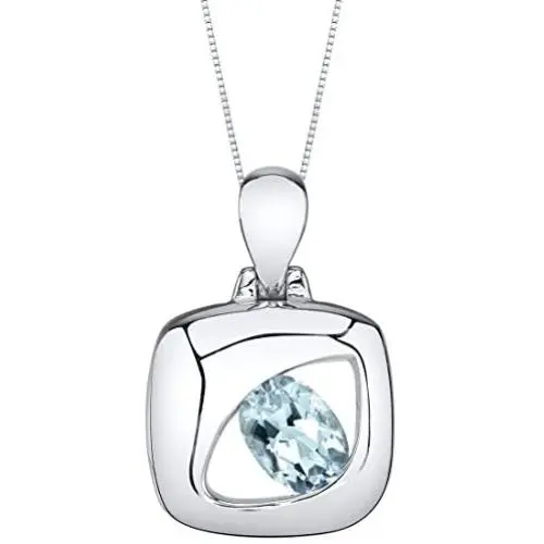 Sterling Silver Sculpted Pendant Necklace available in various colored stones