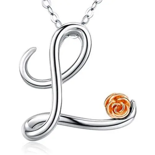 Aniu Initial Letter Necklace for Women, Sterling Silver Cursive Script Name Pendant, Alphabet Personalized Charm Jewelry Gift (Letter L) Aniu Initial Letter Necklace for Women, Sterling Silver Cursive Script Name Pendant, Alphabet Personalized Charm Jewelry Gift (Letter L)