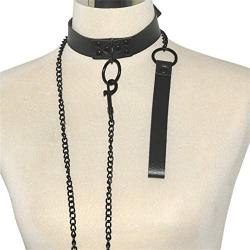 Leather Collar and Leash Neck Choker Adjustable Necklace Detachable PU Leather Punk Choker Belts Harness Role Play Game Collar Soft Leather Choker Neck Collar with Chain Leash