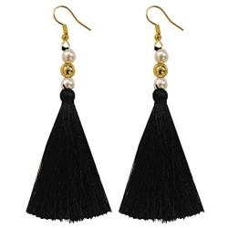 Florishkart Colorful Tassel Earrings 1 Tier Layered Bohemian, Eardrop Big Dangle Drop Fashion Jewelry Earrings For Womens Teen Girls Valentine Birthday Party Gift (White)
