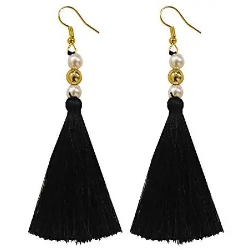 Florishkart Colorful Tassel Earrings 1 Tier Layered Bohemian, Eardrop Big Dangle Drop Fashion Jewelry Earrings For Womens Teen Girls Valentine Birthday Party Gift (White) Florishkart Colorful Tassel Earrings 1 Tier Layered Bohemian, Eardrop Big Dangle Drop Fashion Jewelry Earrings For Womens Teen Girls Valentine Birthday Party Gift (White)