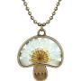 Retro Vintage Dry Flower Transparent Resin Dry Flower Pendant Statement Cocktail Party Necklace