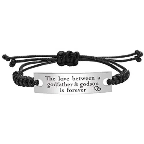 Kisseason Stainless Steel Godmother Godfather and Godson Goddaughter Bracelet Mantra Jewelry