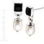 Silpada Black and White Natural Onyx and 8 mm Freshwater Cultured Pearl Drop Earrings in Rhodium over Silver
