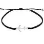 AeraVida Anchor of Hope .925 Sterling Silver Cotton Rope Adjustable Wrist Pull Bracelet