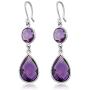 Gem Stone King 925 Sterling Silver Purple Amethyst Gemstone Birthstone Round & Pear Shape Womens Dangle Earrings (13.00 Cttw, 1.5 Inch)