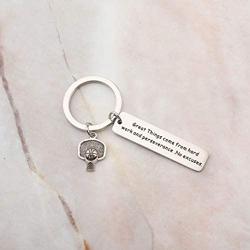 AKTAP Basketball Player Gift Basketball Lover Keychain Great Thing Come from Hard Work and Perseverance Inspirational Gift for Basketball Team