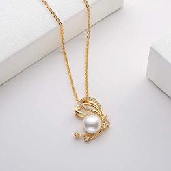 Pearl Pendant Necklace Freshwater Cultured White Single Pearl Necklace 14K Gold Filled Pearl Jewelry Gifts for Women Girls Wife