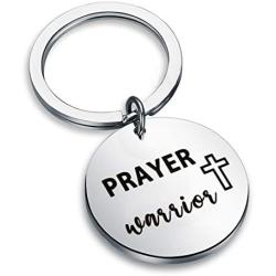 CENWA Inspirational Keychain Christian Gift Jesus Cross Gift Prayer Warrior Keychain Religious Jewelry Prayer Faith Gift