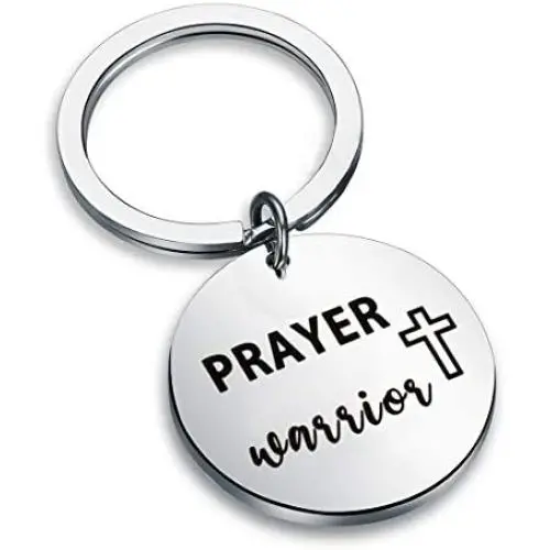 CENWA Inspirational Keychain Christian Gift Jesus Cross Gift Prayer Warrior Keychain Religious Jewelry Prayer Faith Gift