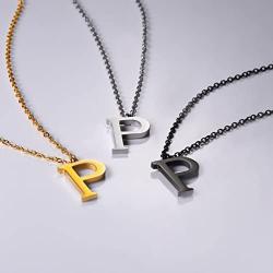 PROSTEEL Stainless Steel/Sterling Silver Initial Name Necklace, A to Z Initial Letter Personalized Necklaces for Men Women, Gold/Silver/Black Tone, 16''/20'' Adjustable, Come Gift Box