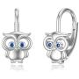 Owl Earrings Hoop Lucky Sterling Silver Animal Lover Jewelry Set Valentine‘s Day Birthday Gifts for Women Girlfriend Best Friend