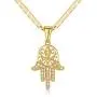 Barzel 18K Gold Plated Flat Mariner/Marina 060 3MM Chain Necklace With Hamsa Hand Pendant Barzel 18K Gold Plated Flat Mariner/Marina 060 3MM Chain Necklace With Hamsa Hand Pendant
