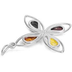 Ian and Valeri Co. Multicolor Amber Sterling Silver Drop Pendant