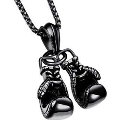 Ineffable Double Fist Set of Stainless Steel Men Necklaces Fitness Pendant Inspirational Necklace for Engagement Sports Gym Gift