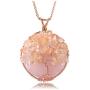 JOVIVI Natural Rose Quartz Tree of Life Crystal Necklace Rose Gold Plated Wire Wrap Healing Chakra Gemstone Pendant Necklace for Women Mothers Day Valentines Gifts