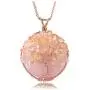 JOVIVI Natural Rose Quartz Tree of Life Crystal Necklace Rose Gold Plated Wire Wrap Healing Chakra Gemstone Pendant Necklace for Women Mothers Day Valentines Gifts