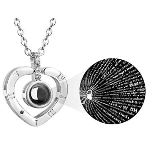 Firsteel 100 Languages I Love You Necklace Loving Memory Collarbone Jewelry for Women Firsteel 100 Languages I Love You Necklace Loving Memory Collarbone Jewelry for Women