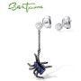 Santuzza Sterling Silver Sapphire Color Spider Drop Earrings Round Blue Spinel CZ Stones