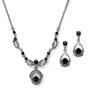 Mariell Jet Hematite Black Vintage Crystal Necklace & Earrings Jewelry Set for Prom, Bridal, Bridesmaids