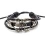 Xusamss Punk Rock Alloy Spider Bracelet Drawstring Rope Leather Bracelet,7-8inches