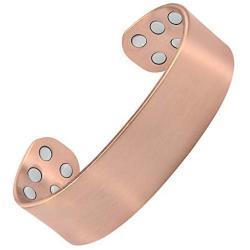 MagnetRX® Pure Copper Magnetic Bracelet - Arthritis Pain Relief & Carpal Tunnel Magnetic Therapy Copper Bracelets - Adjustable Wide Copper Cuff Bracelet with 12 Magnets (Brushed Copper, M/L)