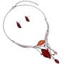 Rosemarie Collections Womens Leaf Design Statement Bib Necklace Earrings Set, 14''-17'' with 3'' Extender