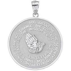 Solid 925 Sterling Silver Bible Verse Serenity and Lords Prayer Medal Pendant