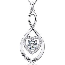 MUATOGIML Mothers Birthday Gifts 925 Sterling Silver Love You Mom Heart Infinity Pendant Necklace for Women Nana