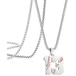 Joycuff Baseball Number Necklace 1-99 Charm Pendant Stainless Steel Necklaces Sport Fans Jewelry Gift