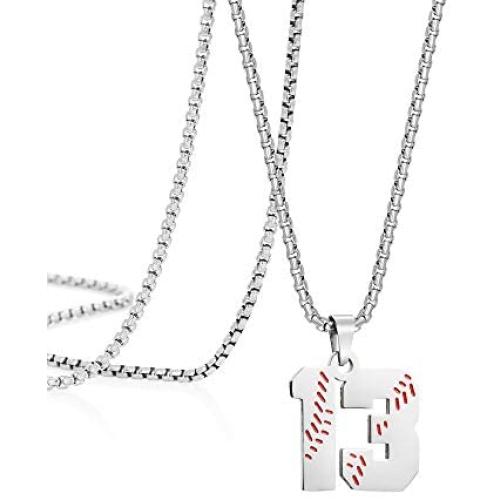 Joycuff Baseball Number Necklace 1-99 Charm Pendant Stainless Steel Necklaces Sport Fans Jewelry Gift