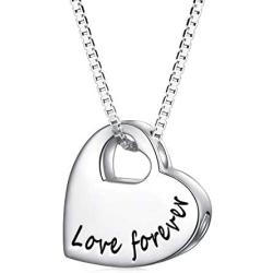 JZMSJF 925 Sterling Silver Memorial Urn Heart Necklace Love Forever Mom Dad Grandmother/father Pet Cremation Pendant Jewelry for Ashes