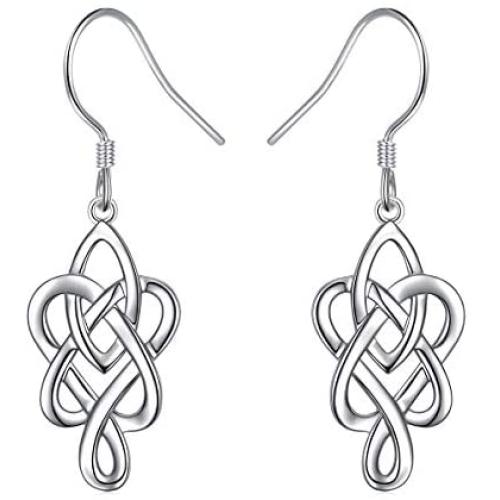 925 Sterling Silver Good Luck Irish Celtic Knot Love Knot Infinity Knot Dangle Earrings for Women Lover Daughter Mother