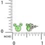 Disney Silver Plate Mickey Mouse Crystal Birthstone Stud Earrings