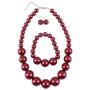 KOSMOS-LI Womens Large Big Simulated Pearl Statement 19'' Necklace Bracelet and Earrings Jewelry Set