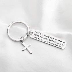 FUSTMW Christian Keychain Bible Verse Gifts Religious Jewelry Inspirational Scripture Gifts Faith is Being Sure of What We Hope Hebrew 11:1