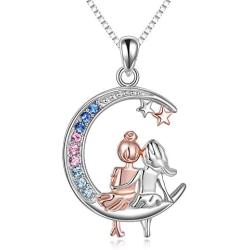 AOBOCO Sisters Birthday Gifts from Sister Sterling Silver Crescent Moon Girls Pendant Necklace
