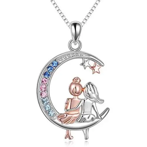 AOBOCO Sisters Birthday Gifts from Sister Sterling Silver Crescent Moon Girls Pendant Necklace AOBOCO Sisters Birthday Gifts from Sister Sterling Silver Crescent Moon Girls Pendant Necklace