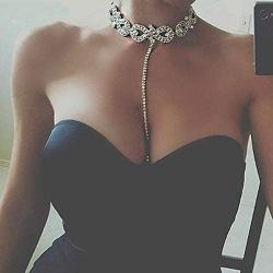 Sethain Punk Rhinestone Choker Necklace Gold Shiny Crystal Chain Pendant Collar Necklaces Party Jewelry Accessories for Women and Girls