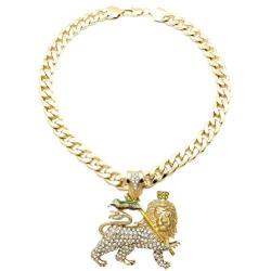 GWOOD Lion of Judah Pendant with Crystal Rhinestones and 25 Inch Link Necklace