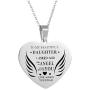 Stainless Steel Charm Love Heart Wing Pendant Necklace to My Beautiful Daughter Wife Granddaughter My Sweet Angel Choker Chain Jewelry from Dad Mom Grandma