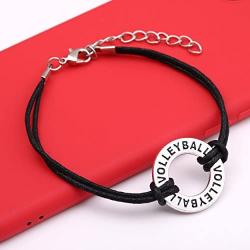 TEAMER Adjustable Wax Cord Bracelet Volleyball Charm Jewelry for Woman/Man Best Gifts