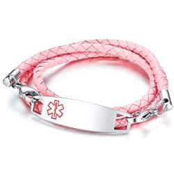 MPRAINBOW Medical ID Alert Bracelet 3 Laps Medical Bracelet for Women Girls,Custom Persomalized Bracelet