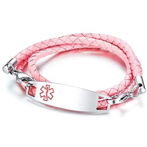 MPRAINBOW Medical ID Alert Bracelet 3 Laps Medical Bracelet for Women Girls,Custom Persomalized Bracelet