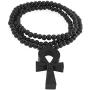 GWOOD ANKH Pendant Wood with 36 Inch Long Bead Necklace
