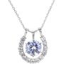 EVER FAITH 925 Sterling Silver Cubic Zirconia Elegant Horseshoe Pendant Necklace Chain Italty Clear