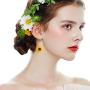 BELUCKIN Fashion Pearl Sunflower Dangle Earrings for Women Yellow Enamel Daisy Sun Flower Earring Jewelry Gift