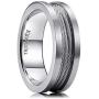 King Will Mens 4mm Stainless Steel Wedding Ring Sliver Steel Wire Inlay Domed Style High Polished