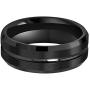 Crownal 4mm 6mm 8mm 10mm Black Tungsten Wedding Band Ring Men Women Beveled edges Polished Grooved Center Comfort Fit Size 4 To 17