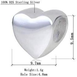CHAWIN Heart Charm, Star Charm 925 Sterling Silver Beads Fit Pandora Style Bracelets, Love Firmly Dangle, Dangling Pendant for Necklace and European Snake Chain, Birthday Charm Gifts